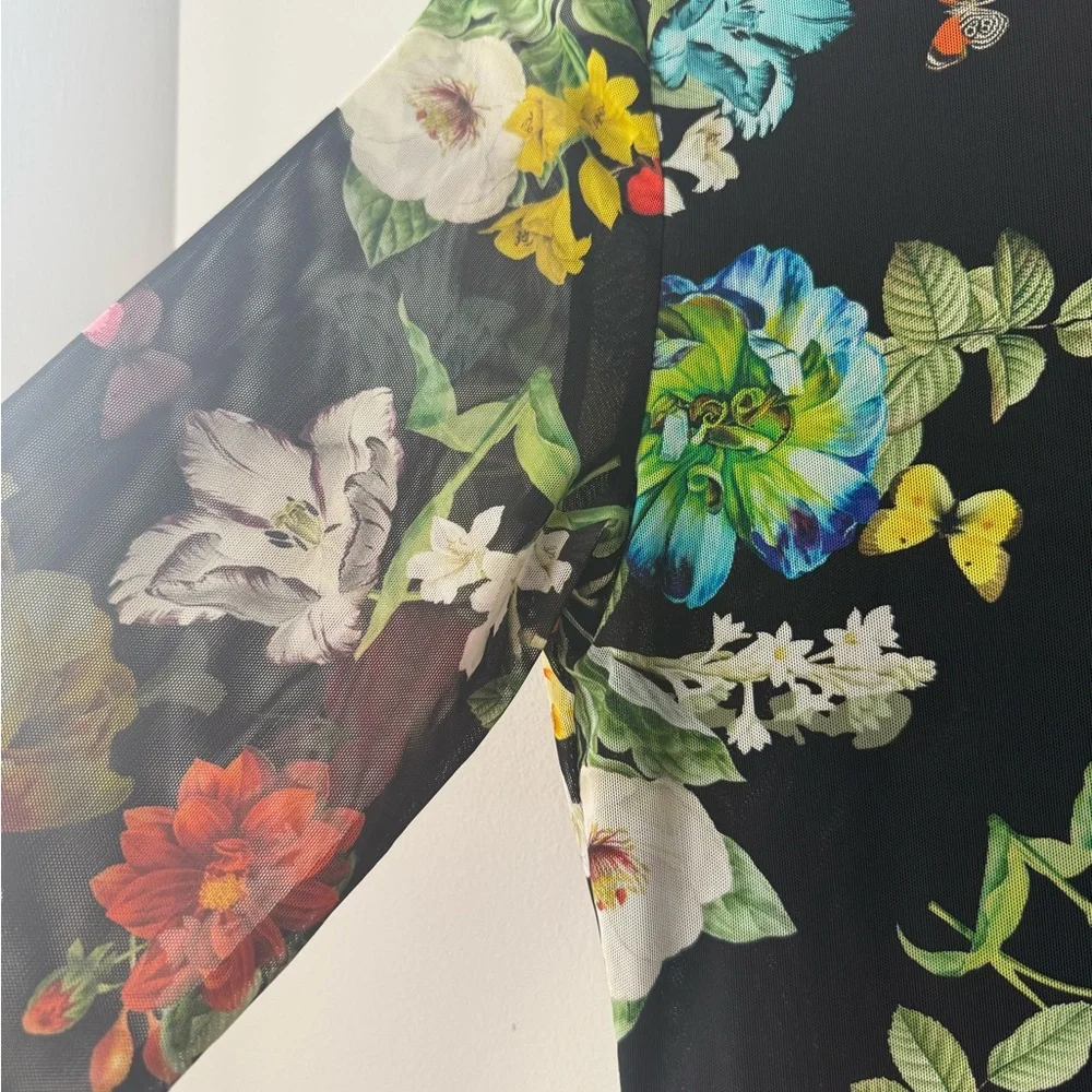 NWT Alice + Olivia Delora Black Floral Dress size 4 - Picture 4 of 7